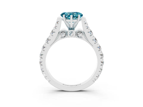 White gold Heart Cut Blue Topaz Classic Solitaire Ring with Pavé Band and Four-Prong Setting_3