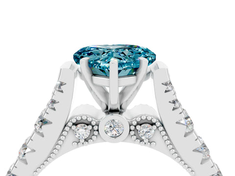 White gold Heart Cut Blue Topaz Classic Solitaire Ring with Pavé Band and Four-Prong Setting_4
