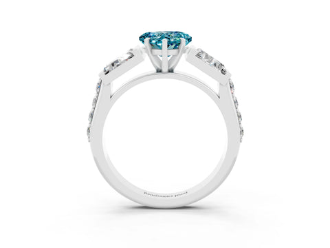 White gold Heart Cut Blue Topaz Engagement Ring with Baguette Side Stones and Channel Set Band_3