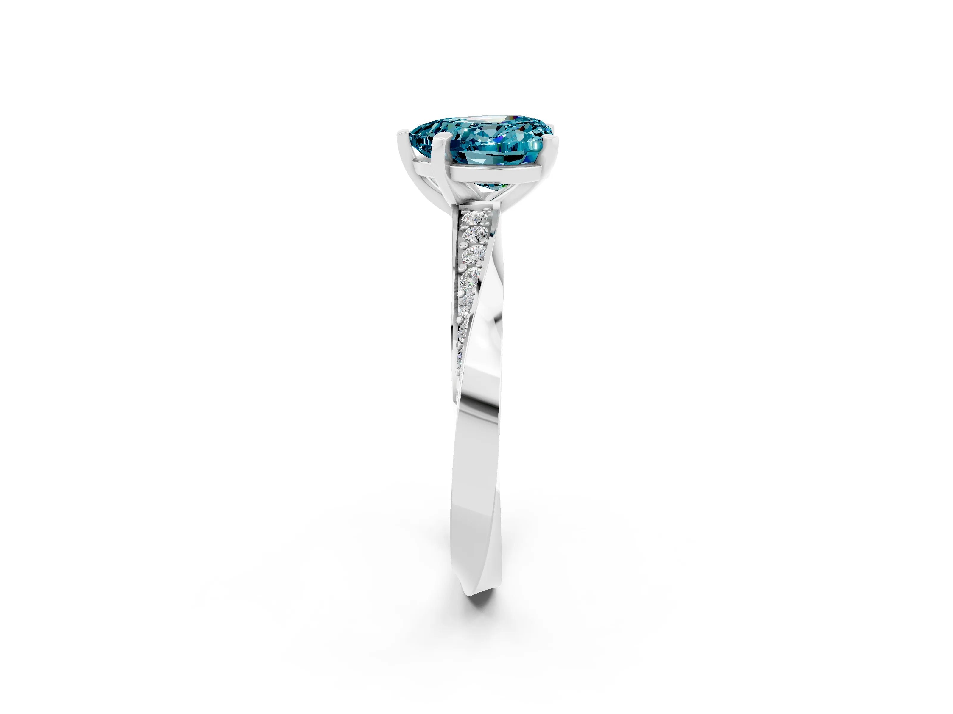 White gold Heart Cut Blue Topaz Engagement Ring with Side Stone Accents and Four-Prong Setting_26