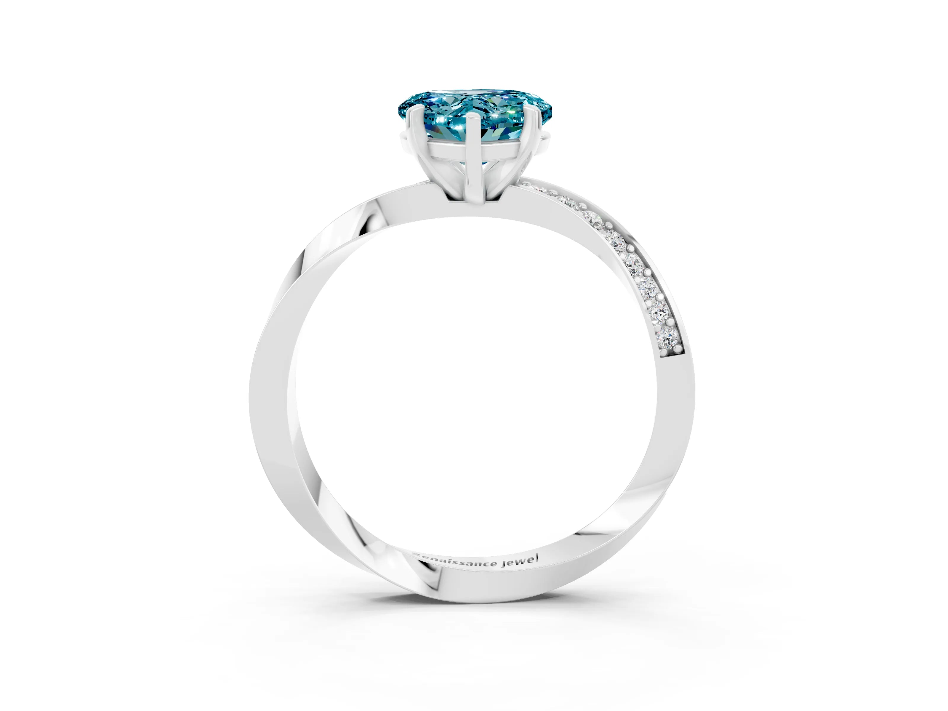 White gold Heart Cut Blue Topaz Engagement Ring with Side Stone Accents and Four-Prong Setting_27