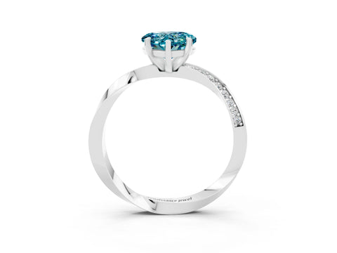 White gold Heart Cut Blue Topaz Engagement Ring with Side Stone Accents and Four-Prong Setting_27