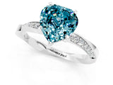 White gold Heart Cut Blue Topaz Engagement Ring with Side Stone Accents and Four-Prong Setting_97