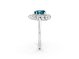 White gold Heart Cut Blue Topaz Floral Double Halo Engagement Ring with Prong Setting_122