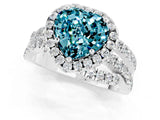 White gold Heart Cut Blue Topaz Halo Ring with Round Split Shank and Prong Setting_61
