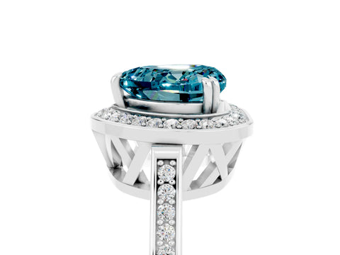 White gold Heart Cut Blue Topaz Halo Ring with Split Shank and Four-Prong Setting_29