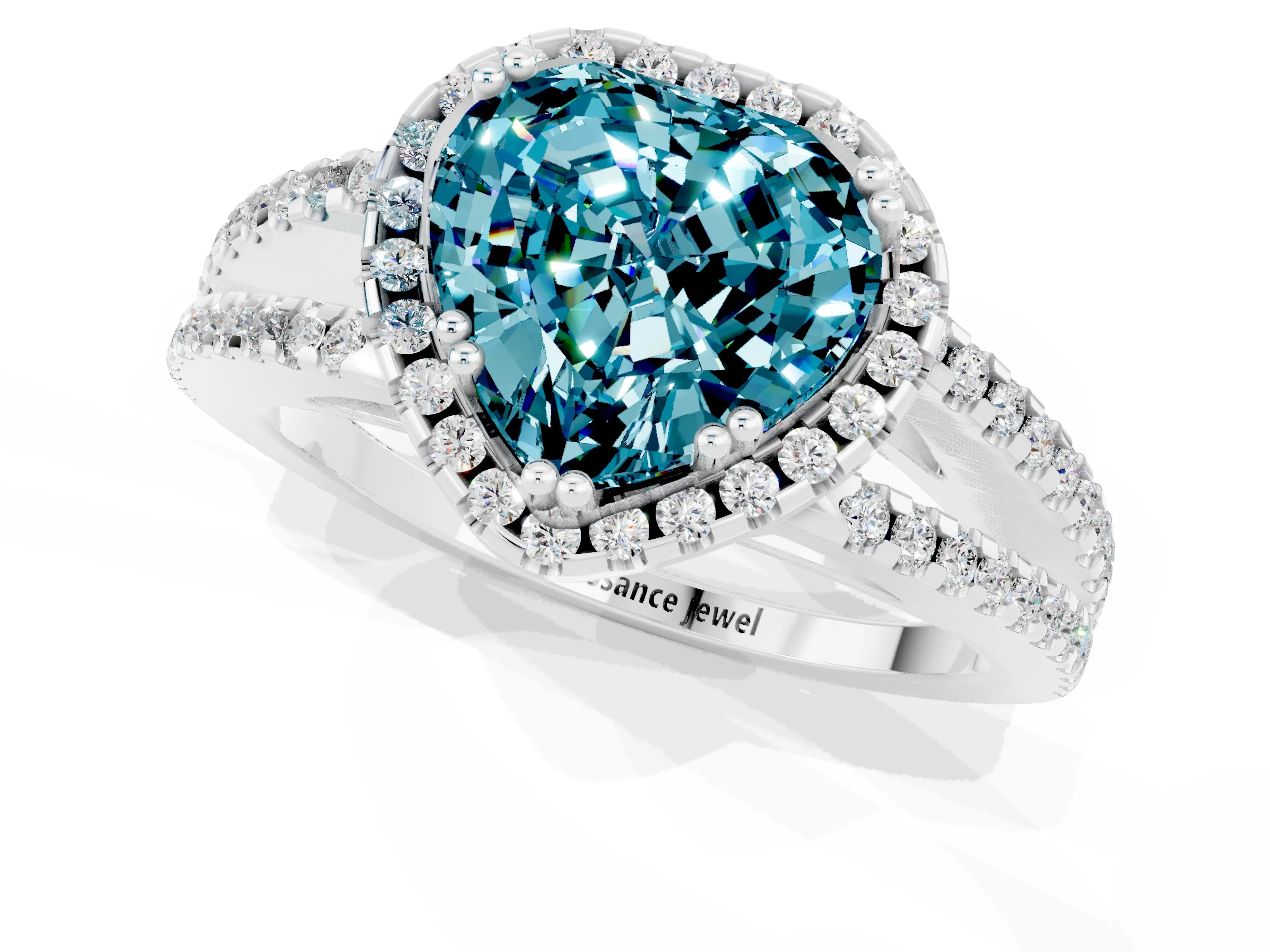 White gold Heart Cut Blue Topaz Halo Split Shank Engagement Ring_13