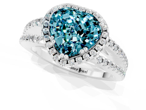 White gold Heart Cut Blue Topaz Halo Split Shank Engagement Ring_13