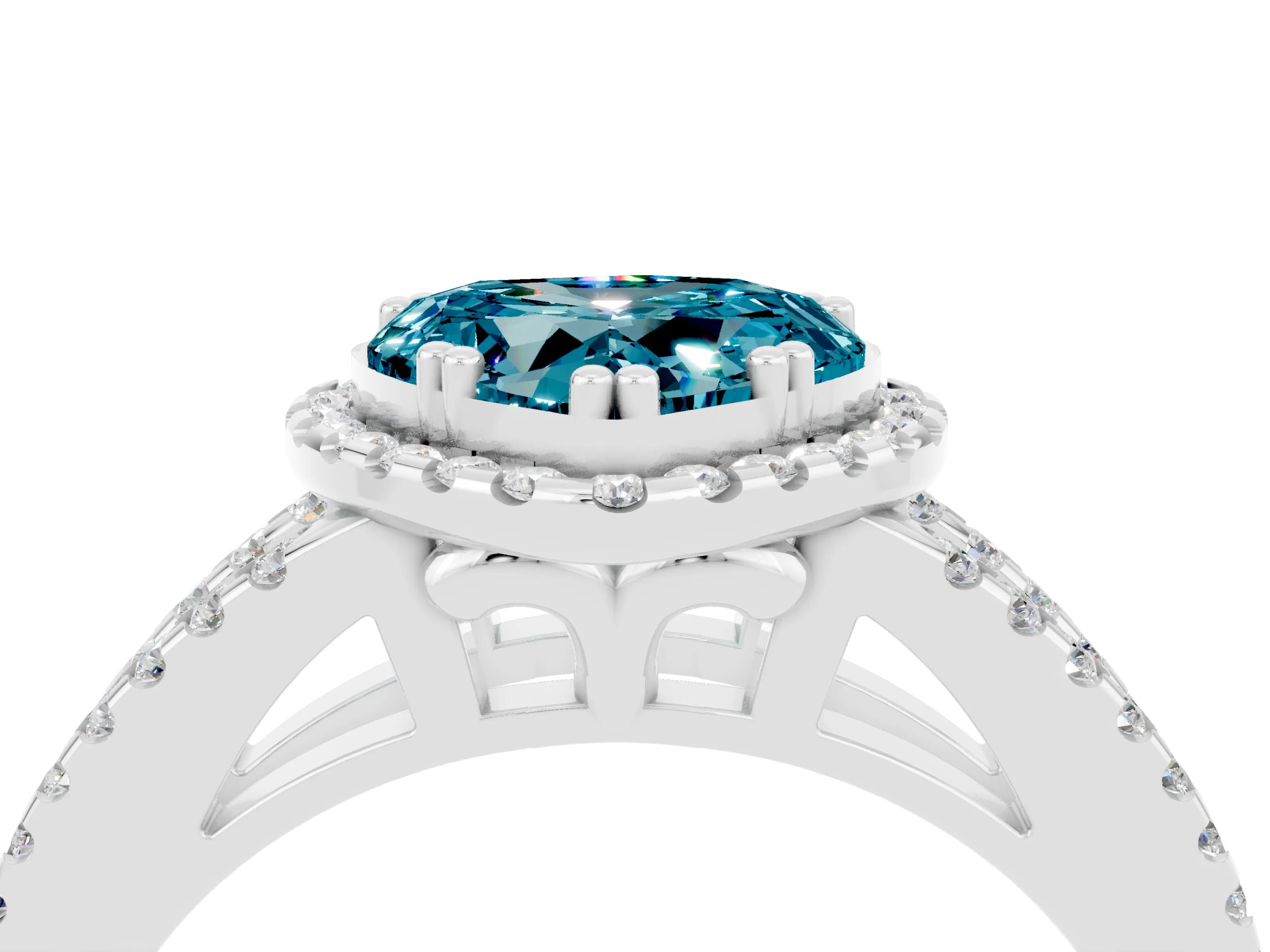 White gold Heart Cut Blue Topaz Halo Split Shank Engagement Ring_16