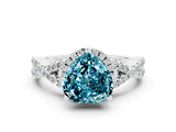 White gold Heart Cut Blue Topaz  Halo Twist Band Solitaire Prong Setting Ring_24