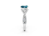 White gold Heart Cut Blue Topaz  Halo Twist Band Solitaire Prong Setting Ring_26