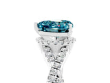 White gold Heart Cut Blue Topaz Halo Twist Band Solitaire Prong Setting Ring_5