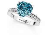 White gold Heart Cut Blue Topaz Milgrain Pavé Engagement Ring with Four-Prong Setting_13