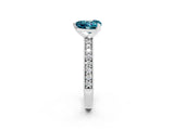 White gold Heart Cut Blue Topaz Milgrain Pavé Engagement Ring with Four-Prong Setting_14