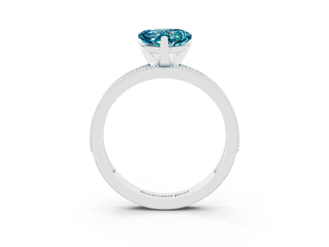 White gold Heart Cut Blue Topaz Milgrain Pavé Engagement Ring with Four-Prong Setting_15