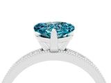 White gold Heart Cut Blue Topaz Milgrain Pavé Engagement Ring with Four-Prong Setting_16