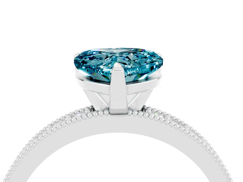 White gold Heart Cut Blue Topaz Milgrain Pavé Engagement Ring with Four-Prong Setting_16