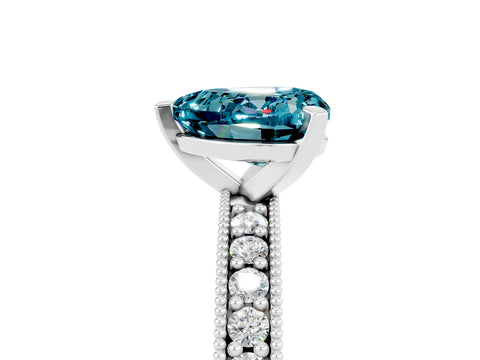 White gold Heart Cut Blue Topaz Milgrain Pavé Engagement Ring with Four-Prong Setting_17