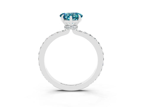White gold Heart Cut Blue Topaz Pavé Engagement Ring with Round  Accents and Prong Setting_27