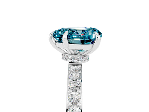 White gold Heart Cut Blue Topaz Pavé Engagement Ring with Round  Accents and Prong Setting_29