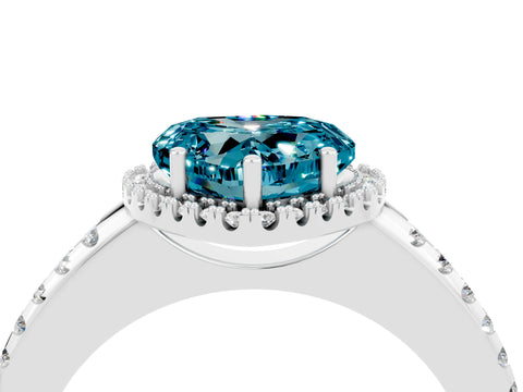 White gold Heart Cut Blue Topaz Pavé Halo Ring with Four-Prong Setting_16