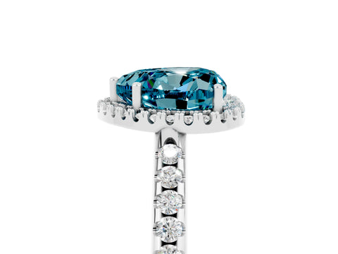 White gold Heart Cut Blue Topaz Pavé Halo Ring with Four-Prong Setting_17