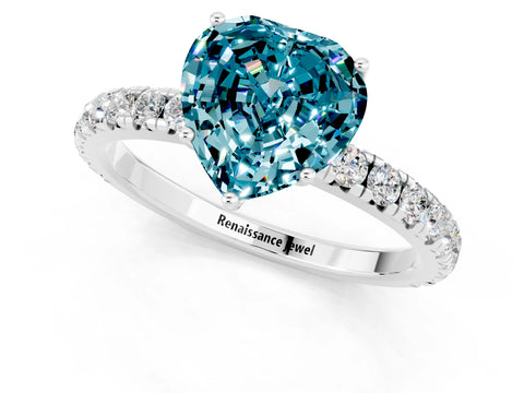 White gold Heart Cut Blue Topaz Pavé Solitaire Engagement Ring with Four-Prong Setting_13