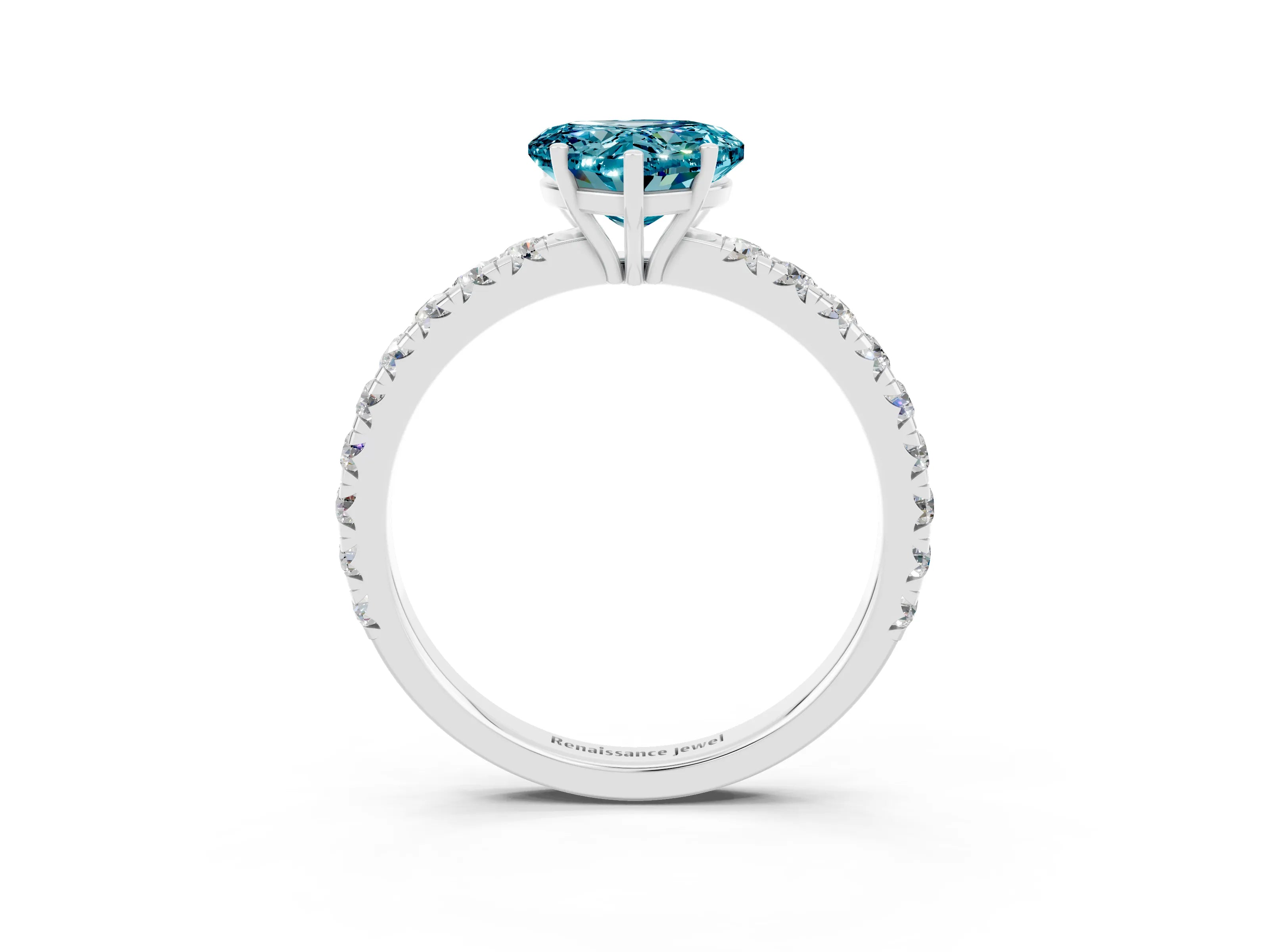 White gold Heart Cut Blue Topaz Pavé Solitaire Engagement Ring with Four-Prong Setting_15