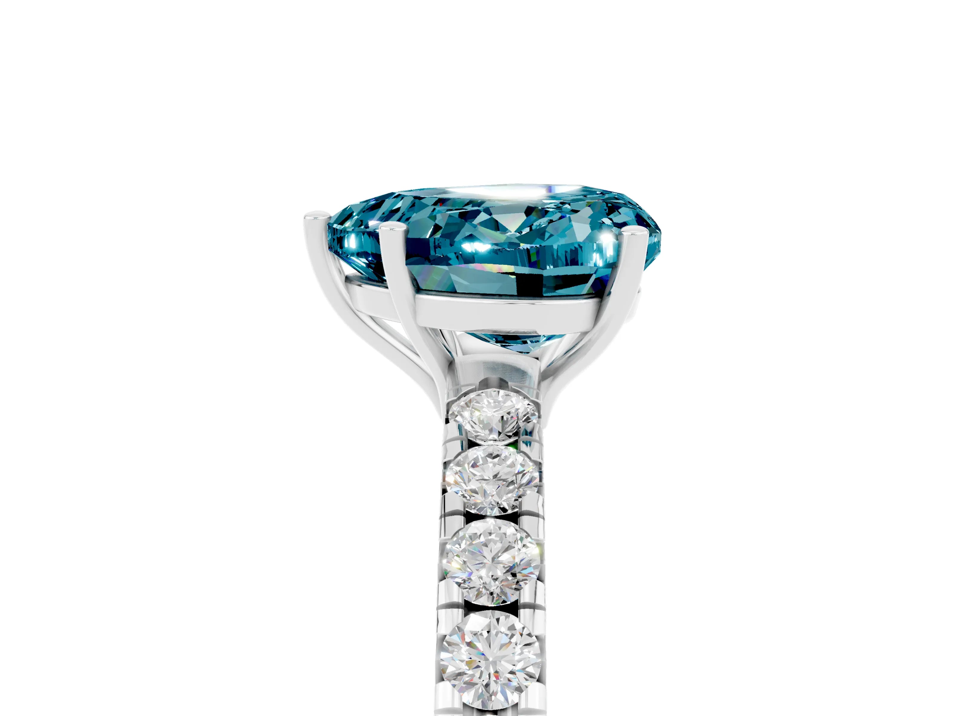 White gold Heart Cut Blue Topaz Pavé Solitaire Engagement Ring with Four-Prong Setting_17