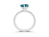 White gold Heart Cut Blue Topaz Pavé Solitaire Ring with Round Band and Prong Setting_39
