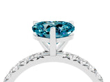 White gold Heart Cut Blue Topaz Pavé Solitaire Ring with Round Band and Prong Setting_40