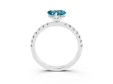 White gold Heart Cut Blue Topaz Pave Band Solitaire Ring with Four-Prong Setting_39
