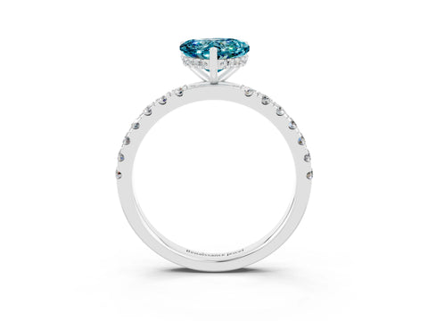 White gold Heart Cut Blue Topaz Pave Band Solitaire Ring with Four-Prong Setting_39