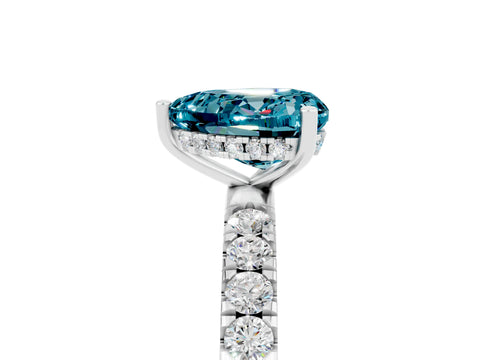 White gold Heart Cut Blue Topaz Pave Band Solitaire Ring with Four-Prong Setting_41