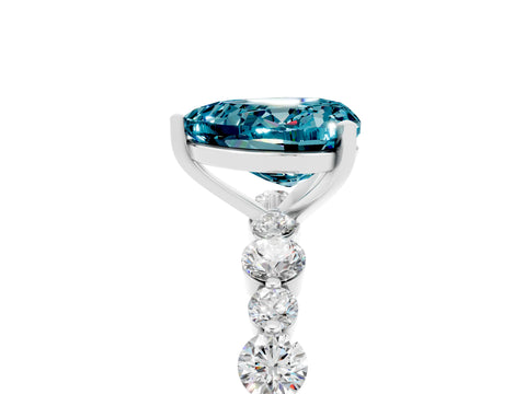 White gold Heart Cut Blue Topaz Prong Set Engagement Ring with Pavé Band_5