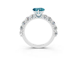 White gold Heart Cut Blue Topaz Prong Setting with Side Stones on a Pave Band_3