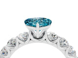 White gold Heart Cut Blue Topaz Prong Setting with Side Stones on a Pave Band_4