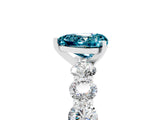 White gold Heart Cut Blue Topaz Prong Setting with Side Stones on a Pave Band_5