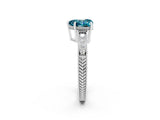 White gold Heart Cut Blue Topaz Ring with Milgrain Pavé Band and Four-Prong Setting_14