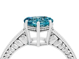White gold Heart Cut Blue Topaz Ring with Milgrain Pavé Band and Four-Prong Setting_16