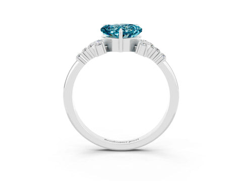 White gold Heart Cut Blue Topaz Ring with Side Stones and Four-Prong Setting_39