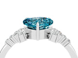 White gold Heart Cut Blue Topaz Ring with Side Stones and Four-Prong Setting_40