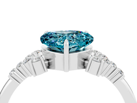 White gold Heart Cut Blue Topaz Ring with Side Stones and Four-Prong Setting_40