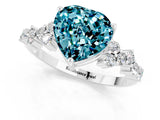 White gold Heart Cut Blue Topaz Scattered Round Accent Ring with Prong Setting_25