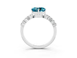 White gold Heart Cut Blue Topaz Scattered Round Accent Ring with Prong Setting_27