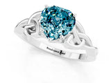 White gold Heart Cut Blue Topaz Solitaire Celtic Knot Ring with Four-Prong Setting_13