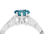 White gold Heart Cut Blue Topaz Solitaire Celtic Knot Ring with Four-Prong Setting_16