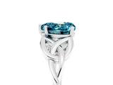 White gold Heart Cut Blue Topaz Solitaire Celtic Knot Ring with Four-Prong Setting_17