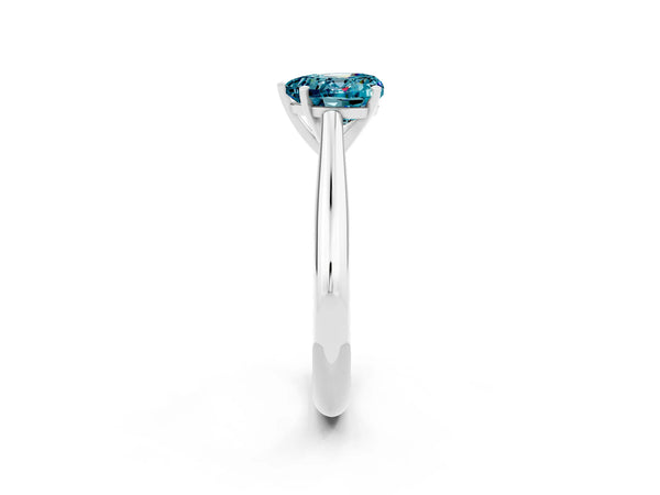 White gold Heart Cut Blue Topaz Solitaire Engagement Ring with Cathedral Setting and Four-Prong Mount