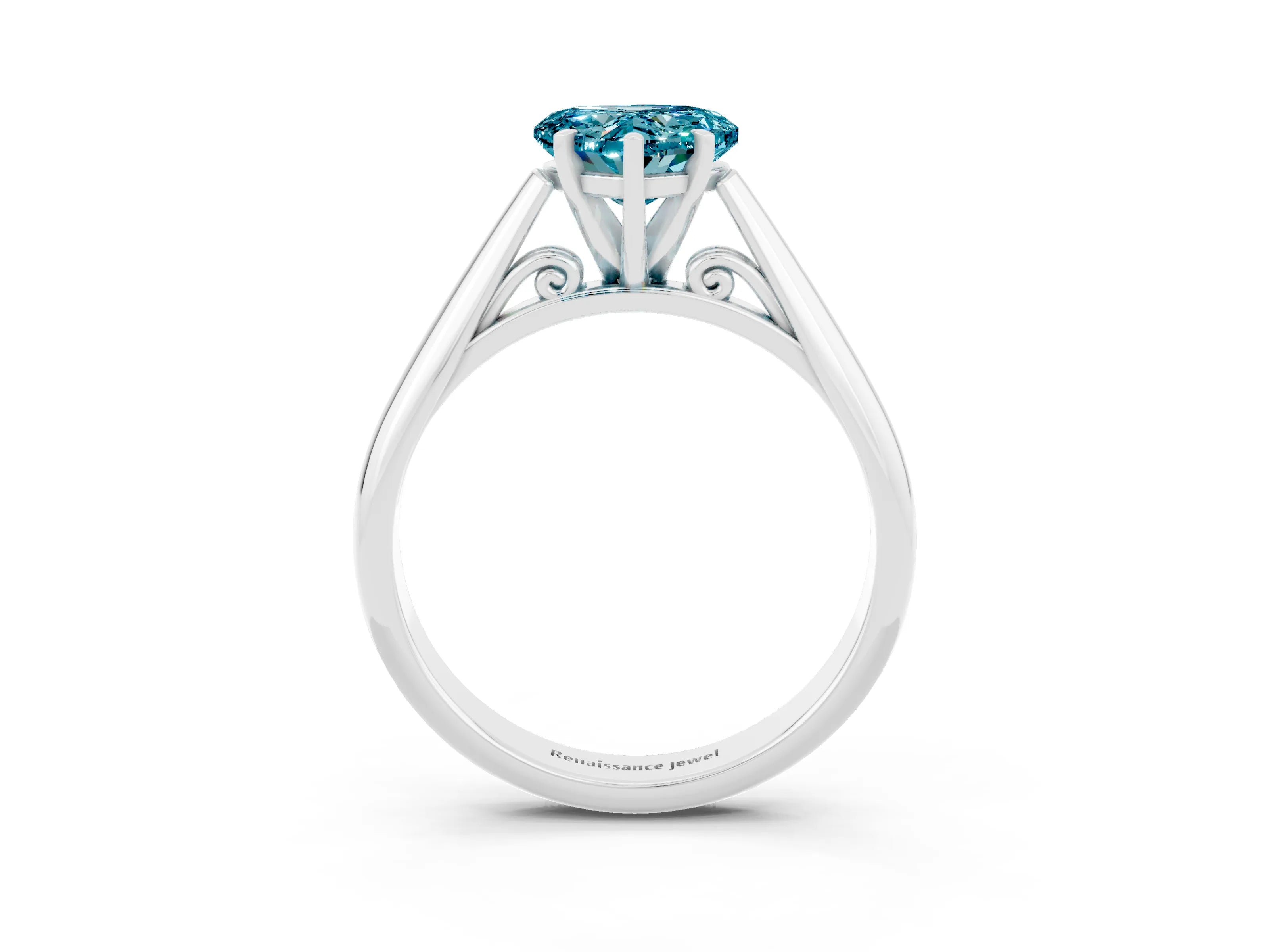 White gold Heart Cut Blue Topaz Solitaire Engagement Ring with Cathedral Setting and Four-Prong Mount_27